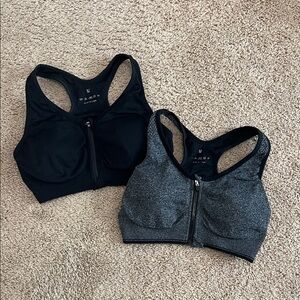 Front zip pair of sports bras